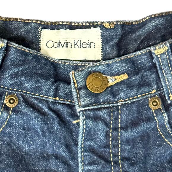Vintage 90s Calvin Klein Dark Wash Blue High Rise Mom Jeans Tapered Leg Size 7 - Picture 6 of 10